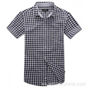 Patrón de cuadros Camisa casual de hombre de mangas cortas para hombres